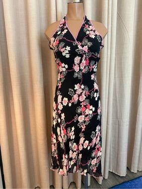 Boho y2k vintage floral flowy halter dress